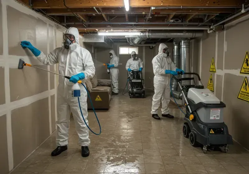 Basement Moisture Removal and Structural Drying process in Lindley, NY